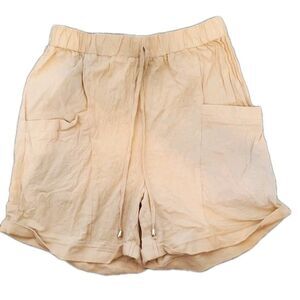 EMERY ROSE LARGE Gausy Cotton High Waist Beige Khaki Shorts Pullon Apron Pockets